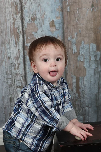 Little Boy  showing his tongue — Stock Photo, Image
