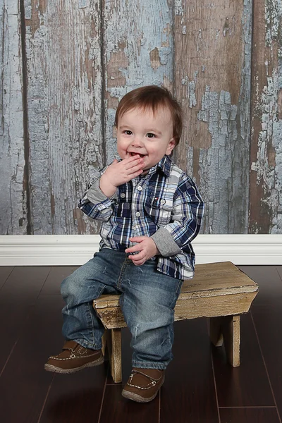 Little boy with finger in mouth — Stock Photo, Image