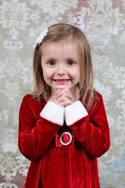 小女孩在圣诞礼服 — 图库照片