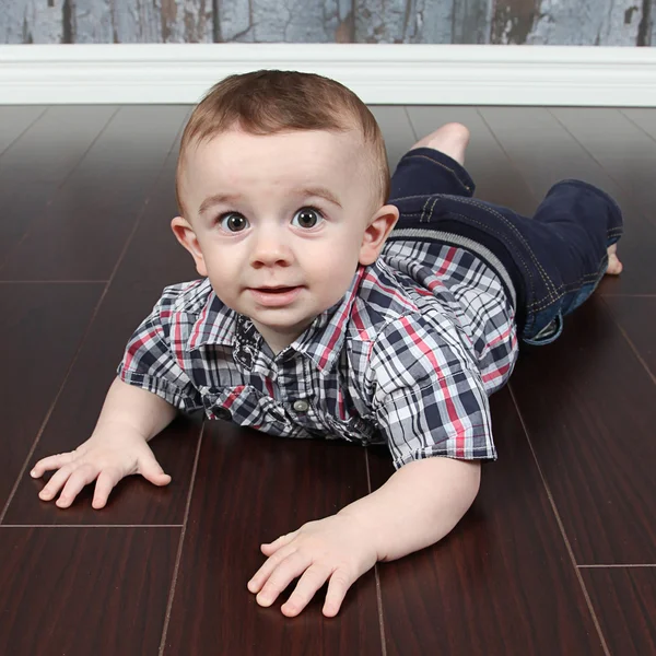 Little boy in checked shirt — Stock Photo, Image