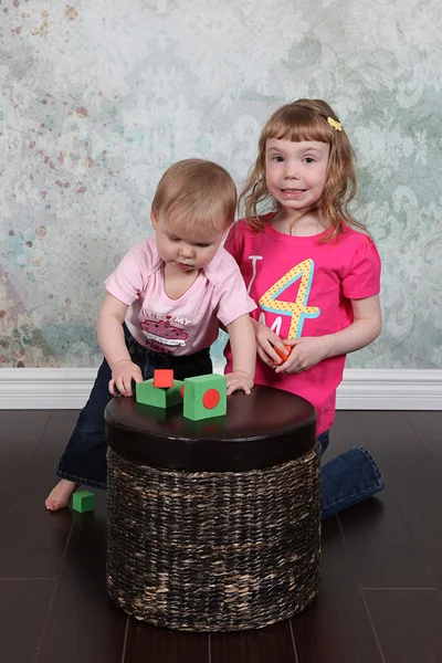 Girls  playing in studio — Stock Photo, Image