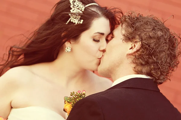 Boda Pareja en allí día de la boda — Foto de Stock