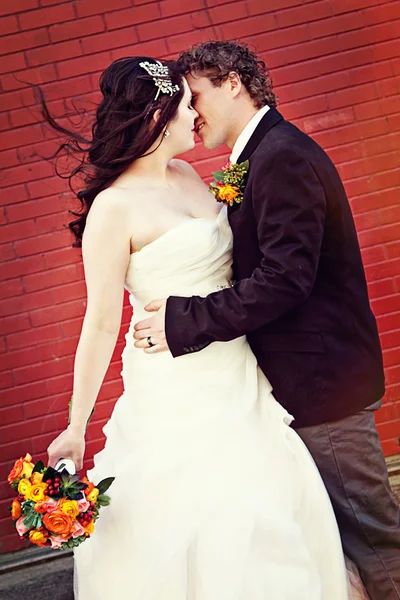 Boda Pareja en allí día de la boda — Foto de Stock