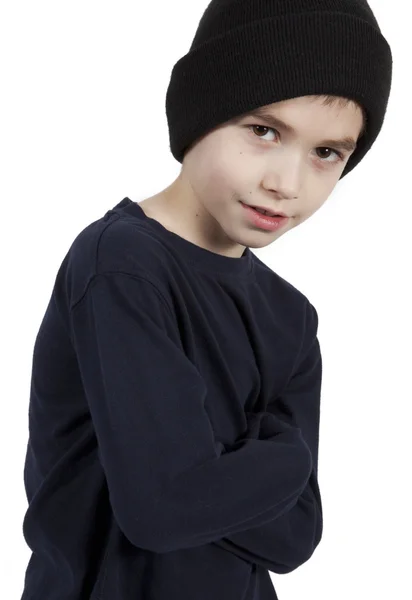Mignon petit garçon avec chapeau sur — Photo