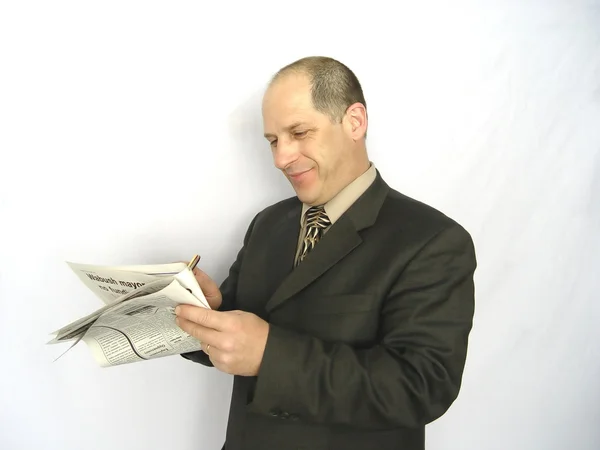 Businessman with Newspaper — Stock Photo, Image