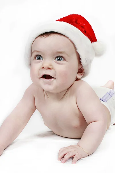 Baby boy in santa hat — Stock Photo, Image