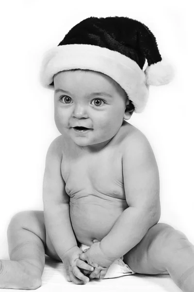 Bébé garçon en chapeau de Père Noël — Photo