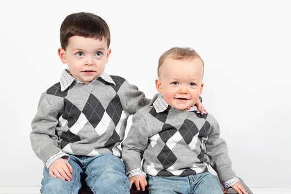 Two little boys in pullovers — Stock Photo, Image