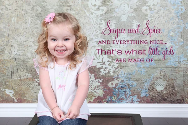 Little Girl and inscription — Stock Photo, Image