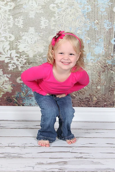 Little Girl jumping in Studio — Stock Photo, Image