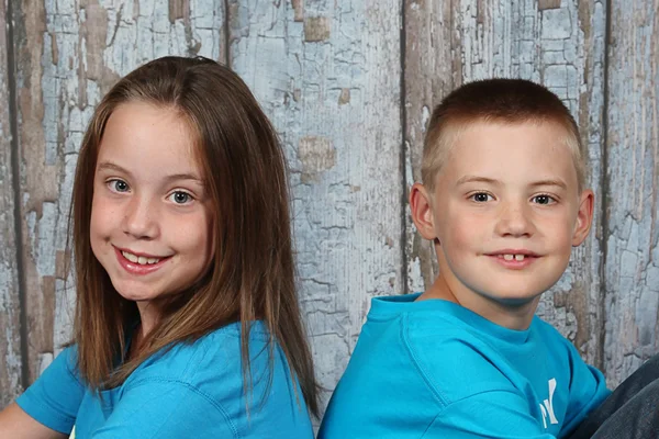 Frère jumeau et soeur souriant — Photo