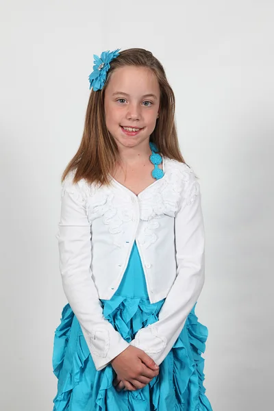 Little Girl wearing dress in Studio — Stock Photo, Image