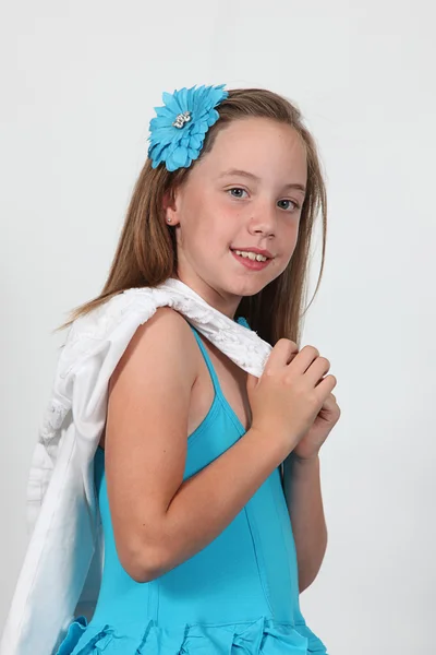 Little Girl wearing dress in Studio — Stock Photo, Image