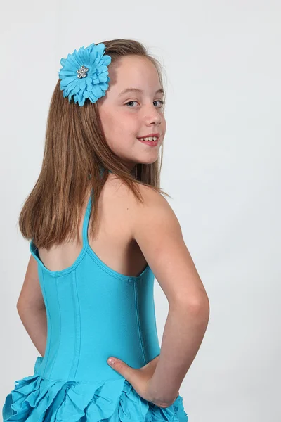 Little Girl wearing dress in Studio — Stock Photo, Image