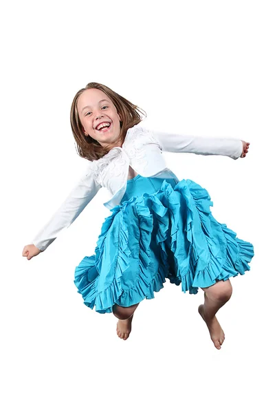 Beautiful young girl jumping — Stock Photo, Image