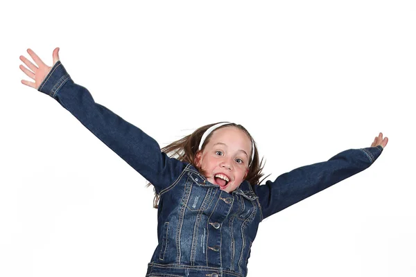 Beautiful young girl jumping — Stock Photo, Image