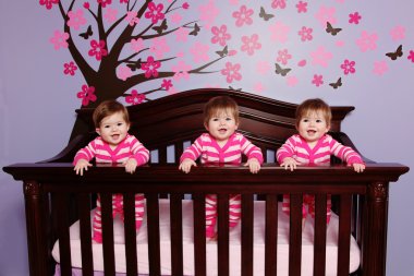 Baby Triplets in Crib clipart