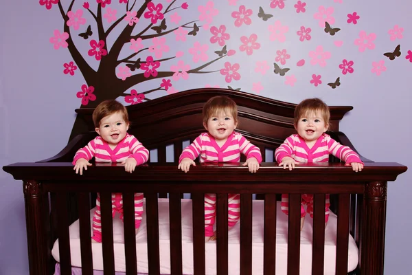 Baby Triplets in Crib — Stock Photo, Image