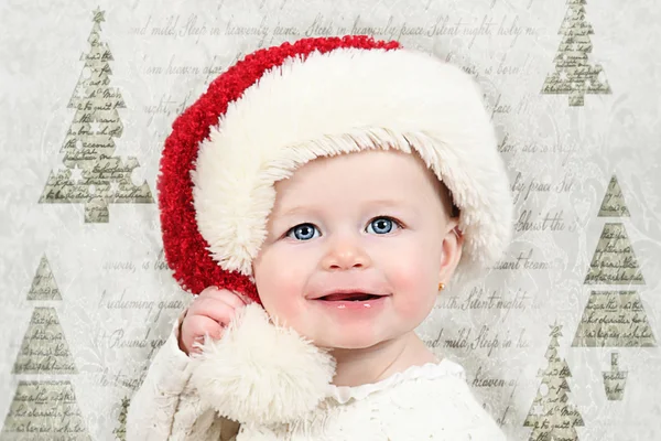 Menina no chapéu de Papai Noel — Fotografia de Stock