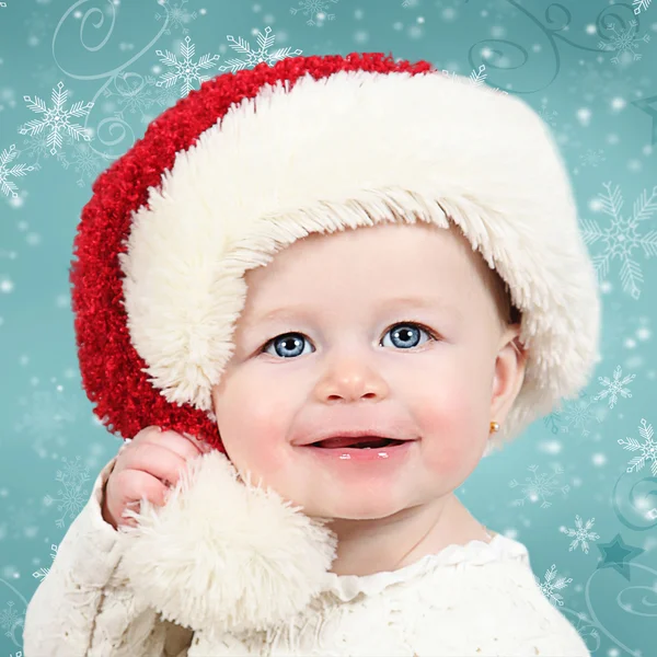 Little girl in hat of Santa Claus — Stock Photo, Image