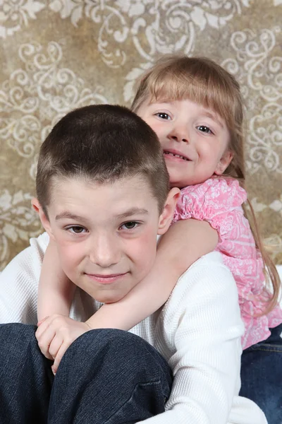 Little brother and Sister in studio — Stock Photo, Image