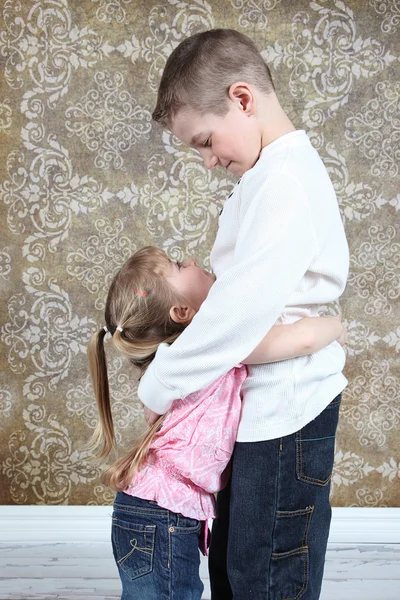 Little brother and Sister in studio — Stock Photo, Image