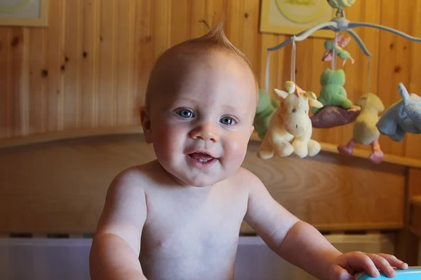 Baby Boy in crib — Stock Photo, Image