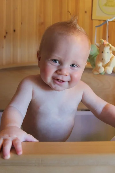 Baby Boy in crib — Stock Photo, Image