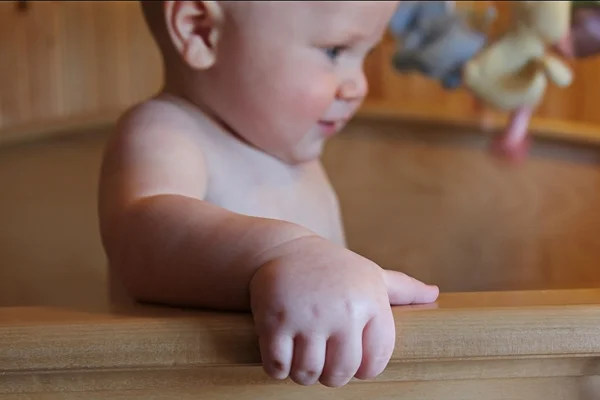 Baby Boy in crib — Stock Photo, Image