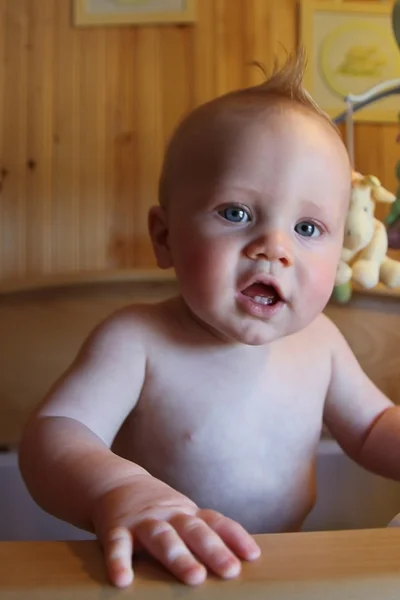Baby Boy in crib — Stock Photo, Image