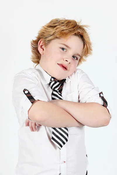 Cute little boy with folded hands — Stock Photo, Image