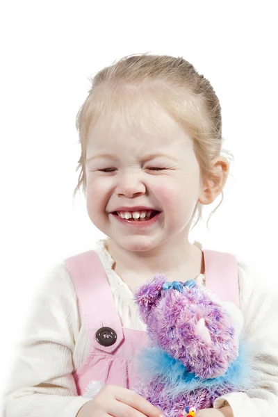 Adorable little girl with toy — Stock Photo, Image