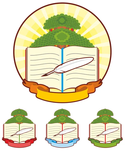 Buch-Baum-Emblem — Stockvektor