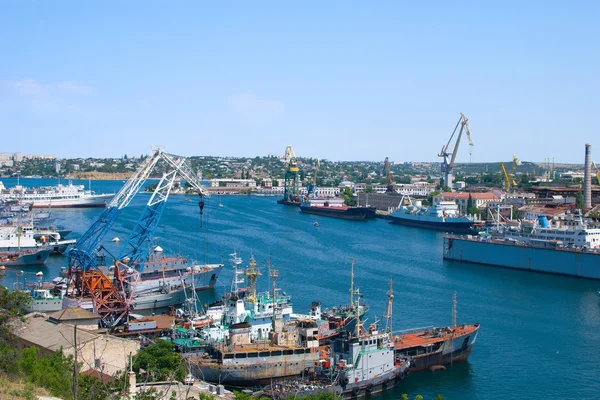 Vista aérea no porto de Sevastopol Imagens De Bancos De Imagens