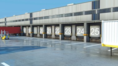 Bir büyük dağıtım depo kapıları ürünler yüklemek için