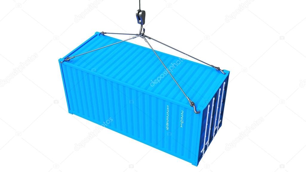 High quality 3D render shipping container during transport
