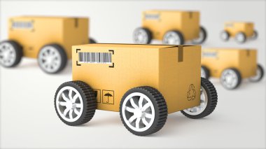 El kamyon karton kutu ve tekerlekler - yüksek kalite ile 3d