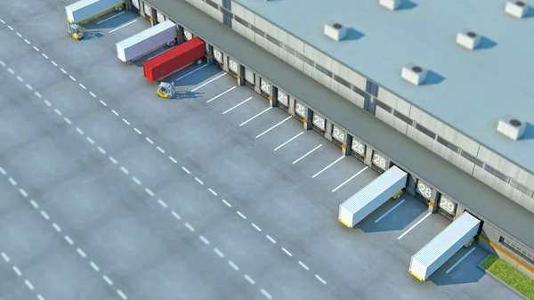 Великий розподільчий склад з воротами для завантаження вантажів Ліцензійні Стокові Зображення
