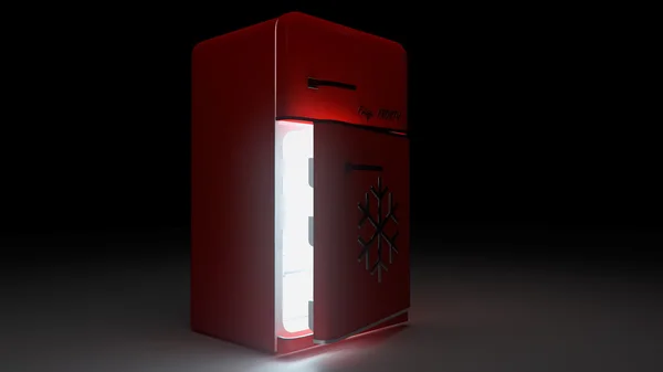 Retro buzdolabı buzdolabı retro kırmızı renkte açıldı. 