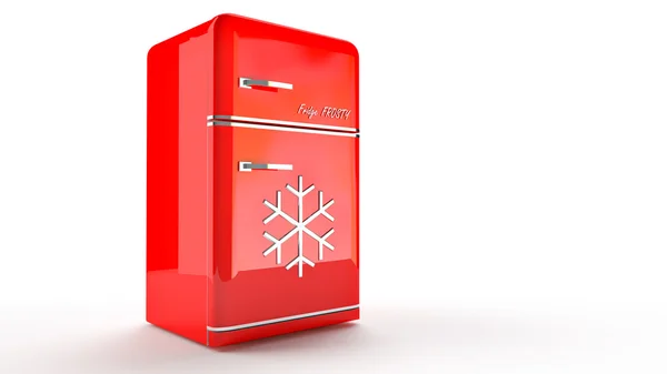 Retro Fridge refrigerator in red retro color. — Stock Photo, Image