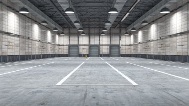 bazı ürünler ile geniş bir modern depo