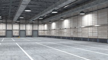 bazı ürünler ile geniş bir modern depo