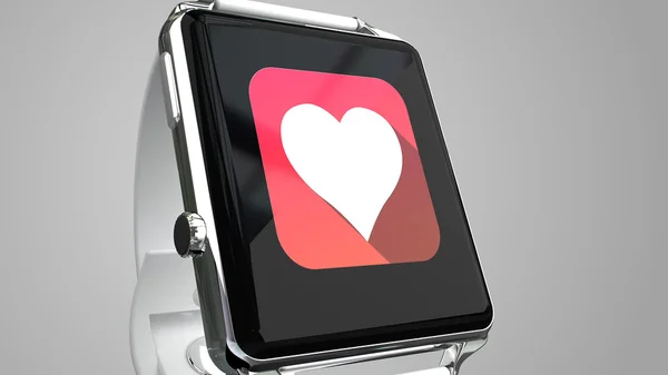 Zblízka modré elegantní hodinky s fitness app ikony na obrazovce — Stock fotografie