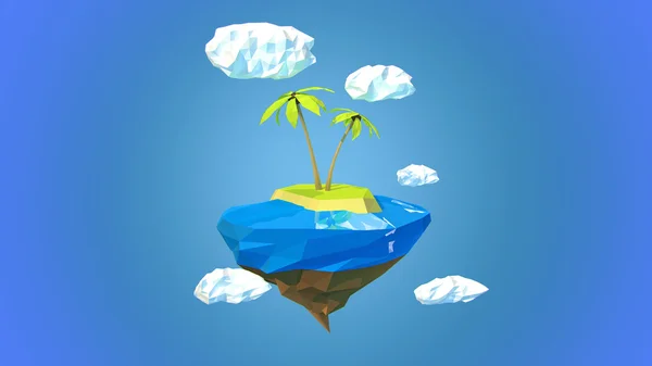 Kleine schöne Planeten-Insel, die am Himmel schwebt. — Stockfoto