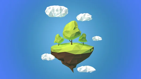 Ağaçlar ve bulutlar gökyüzünde yüzen ada