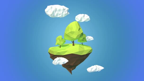 Île flottante avec des arbres et des nuages dans le ciel 