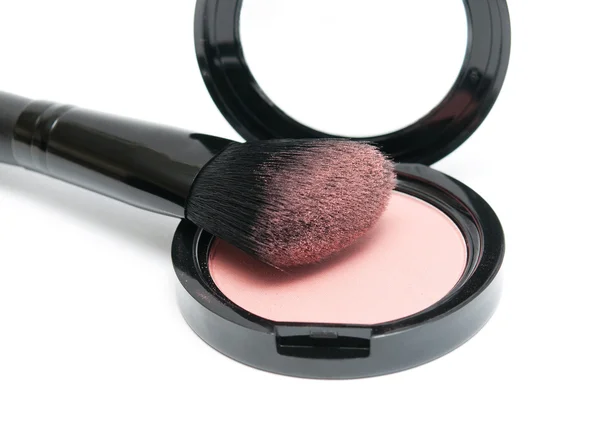 Makeup brush and cosmetic powder — Stock Photo, Image