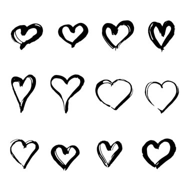 Kalp fırçası. Silüet izole boya darbeleri