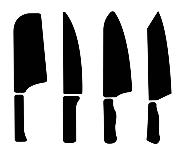 Kitchen Knives Cutting Cutting Isolated Vector Icons Set — Stockový vektor