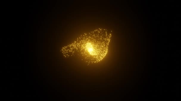 暗闇の中で光を放つ 黒の背景に黄色の粒子4K — ストック動画